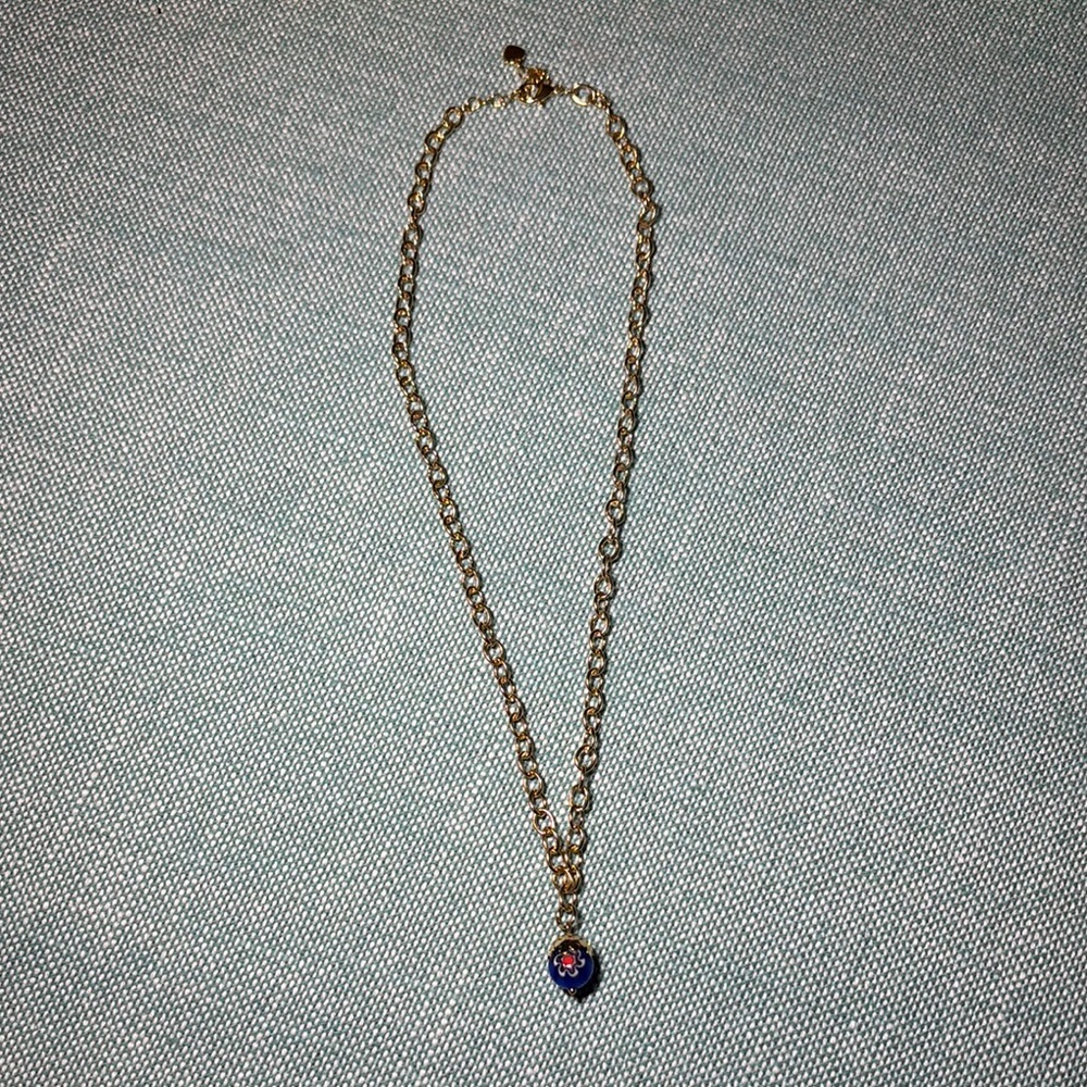 Elegant Gold Necklace with Blue Murano Glass Pendant